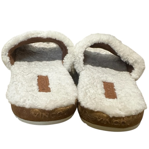 Vince Women's Kalina Shearling Slide Sandals Suede Sole Trim Creamy White Sz 6.5 - Picture 4 of 6